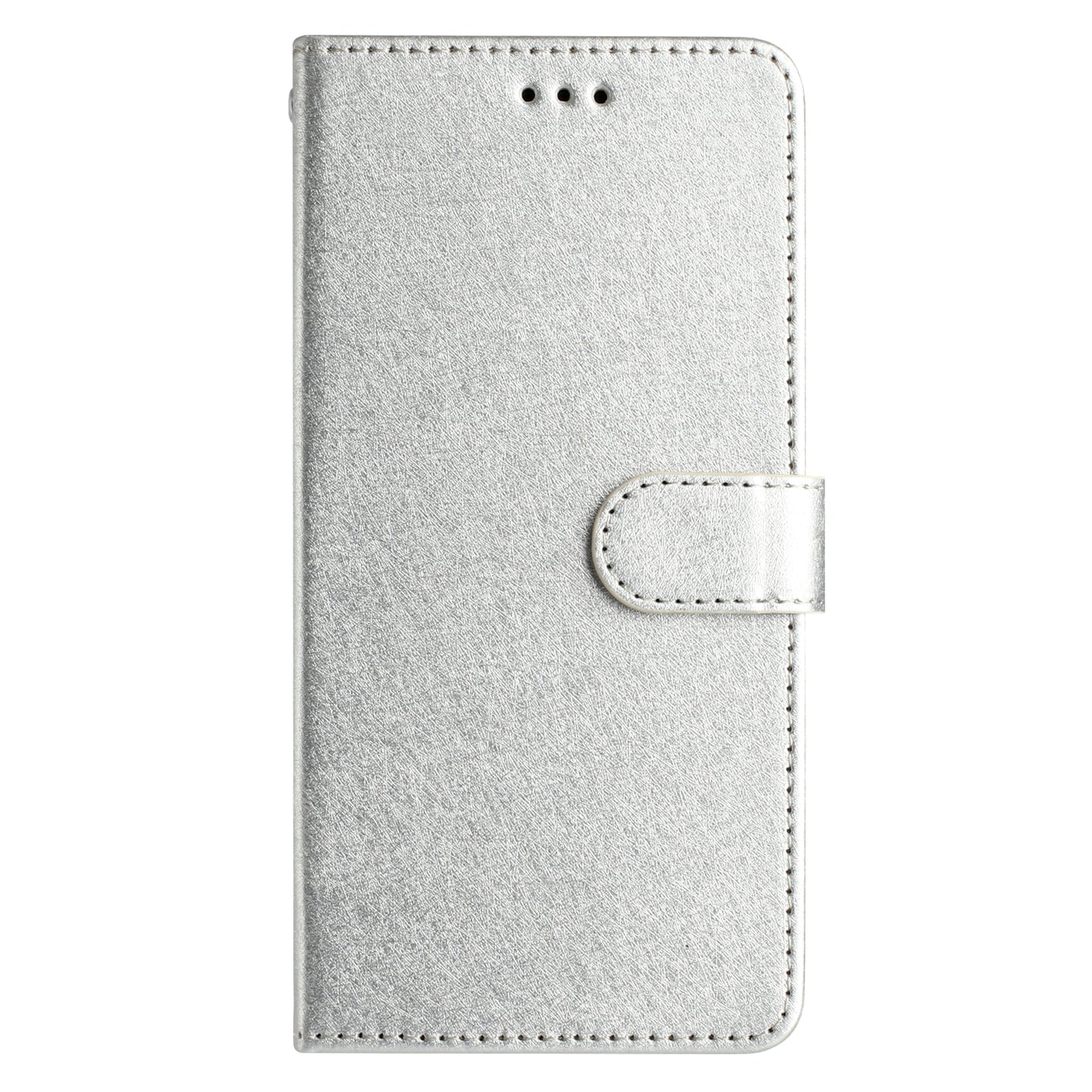 For Samsung Galaxy A06 Wallet Case Leather Folio Phone Cover Magnetic Clasp - Silver