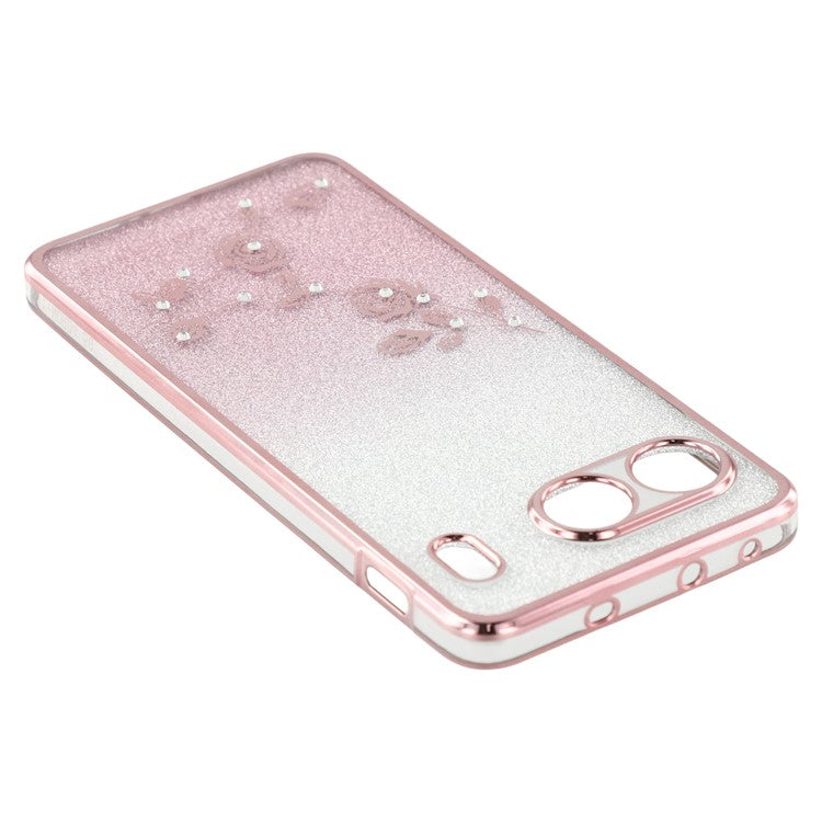 KADEM For OnePlus Nord 4 Case Ring Kickstand TPU Flowers Phone Cover Gradient Glitter - Rose Gold