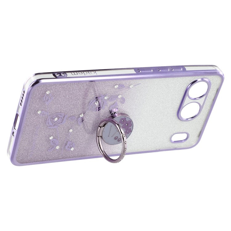 KADEM For OnePlus Nord 4 Case Ring Kickstand TPU Flowers Phone Cover Gradient Glitter - Purple