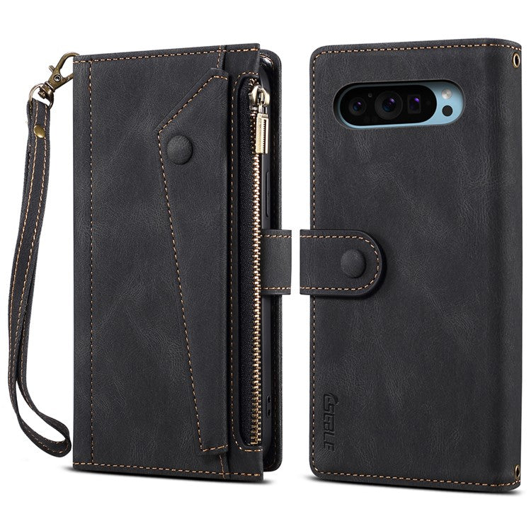 ESEBLE Star Series For Google Pixel 9 Pro / Pixel 9 Case Zipper Wallet Leather Stand Phone Cover - Black