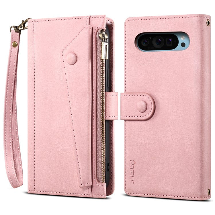 ESEBLE Star Series For Google Pixel 9 Pro / Pixel 9 Case Zipper Wallet Leather Stand Phone Cover - Rose Gold