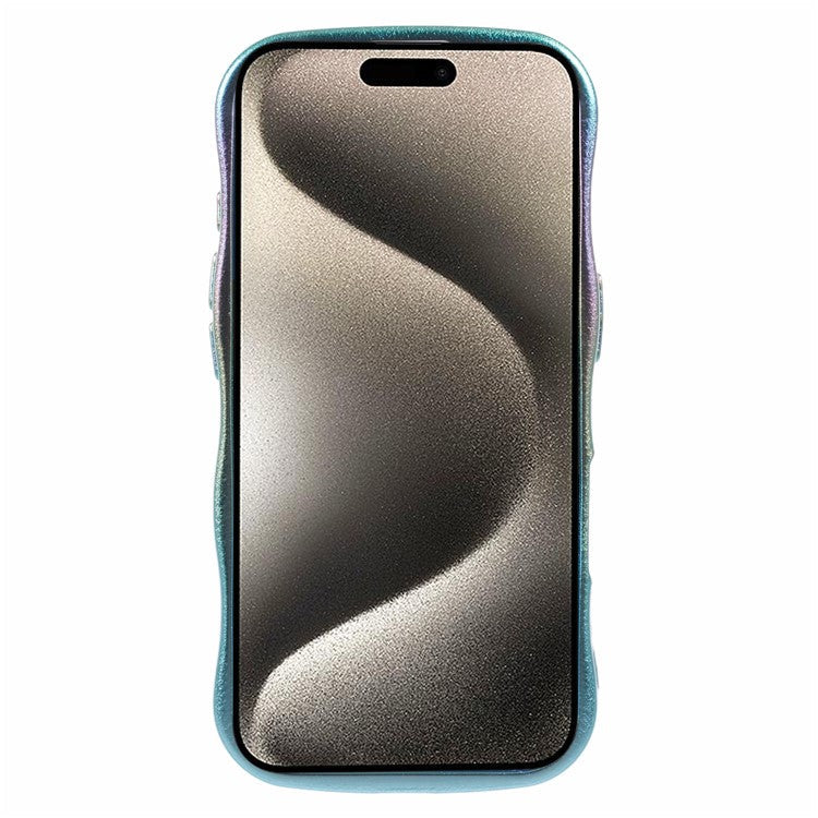 For iPhone 16 Case Curly Shape Love Heart TPU Phone Cover Iridescent Gradient - Colorful Green