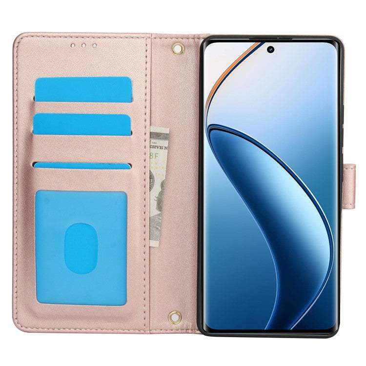 SY-003 For Oppo A60 4G Case PU Leather Stand View Phone Wallet Cover with Hand Strap - Pink