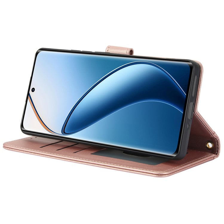 SY-003 For Oppo A60 4G Case PU Leather Stand View Phone Wallet Cover with Hand Strap - Pink