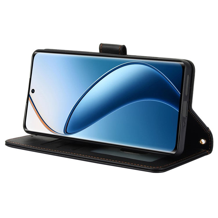 SY-003 For Oppo A60 4G Case PU Leather Stand View Phone Wallet Cover with Hand Strap - Black