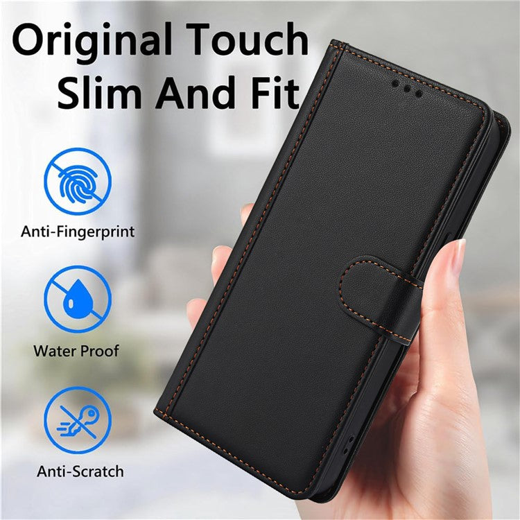 SY-003 For Oppo A60 4G Case PU Leather Stand View Phone Wallet Cover with Hand Strap - Black