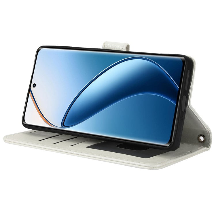 SY-003 For Oppo A60 4G Case PU Leather Stand View Phone Wallet Cover with Hand Strap - White