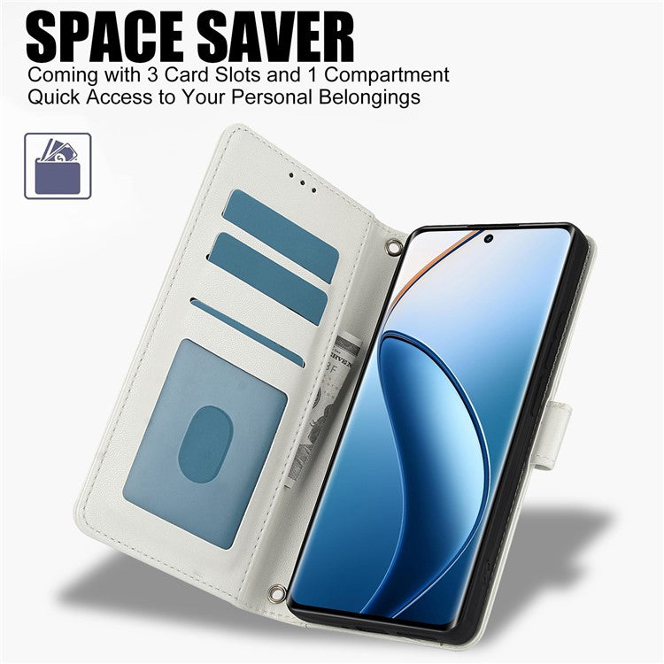 SY-003 For Oppo A60 4G Case PU Leather Stand View Phone Wallet Cover with Hand Strap - White