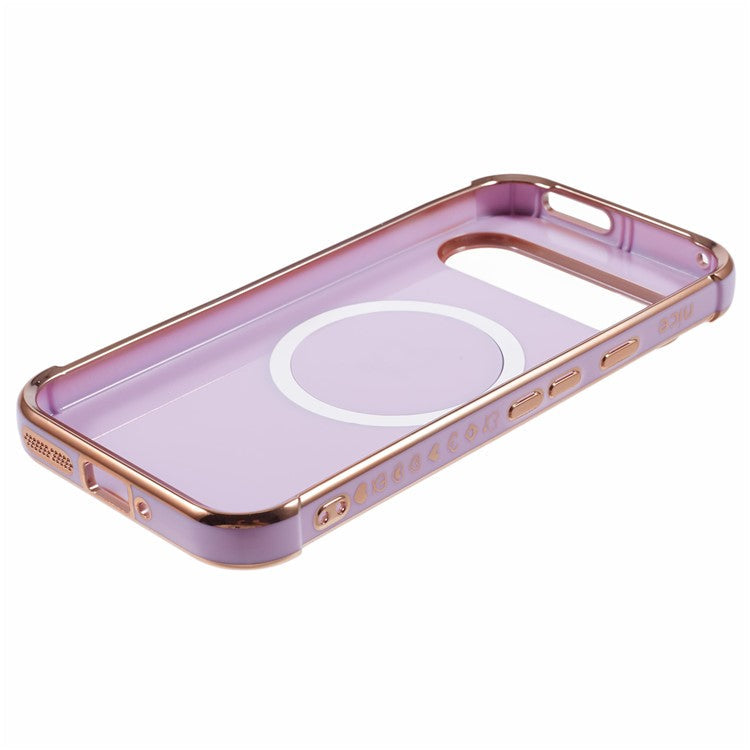 For Google Pixel 9 / Pixel 9 Pro Case Compatible with MagSafe Electroplated TPU Phone Cover Hollow Love Hearts - Purple