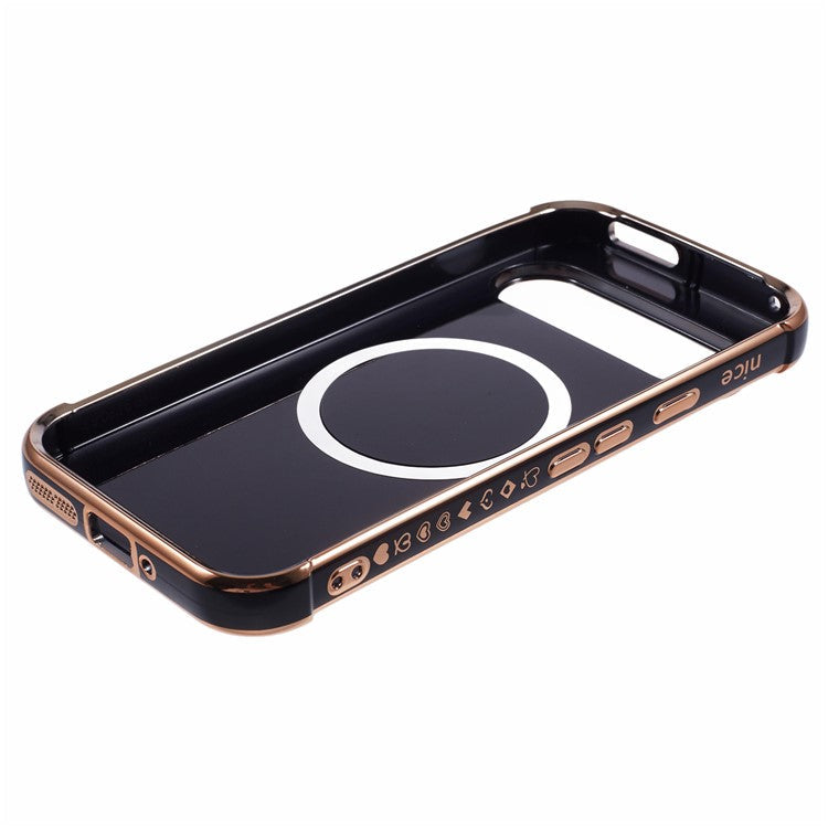 For Google Pixel 9 / Pixel 9 Pro Case Compatible with MagSafe Electroplated TPU Phone Cover Hollow Love Hearts - Black