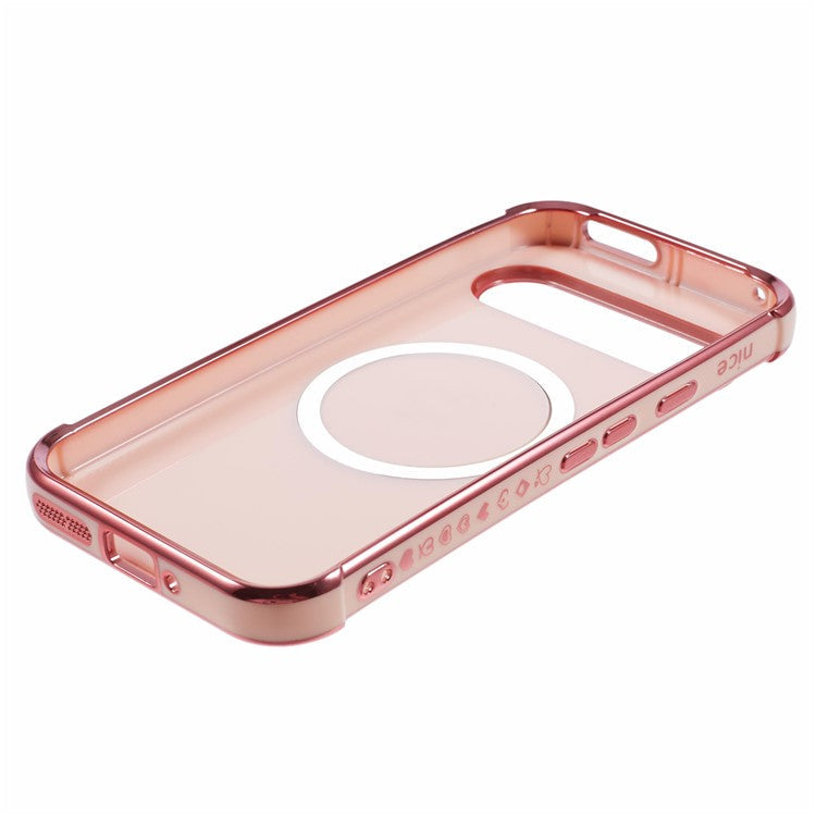 For Google Pixel 9 / Pixel 9 Pro Case Compatible with MagSafe Electroplated TPU Phone Cover Hollow Love Hearts - Rose Pink