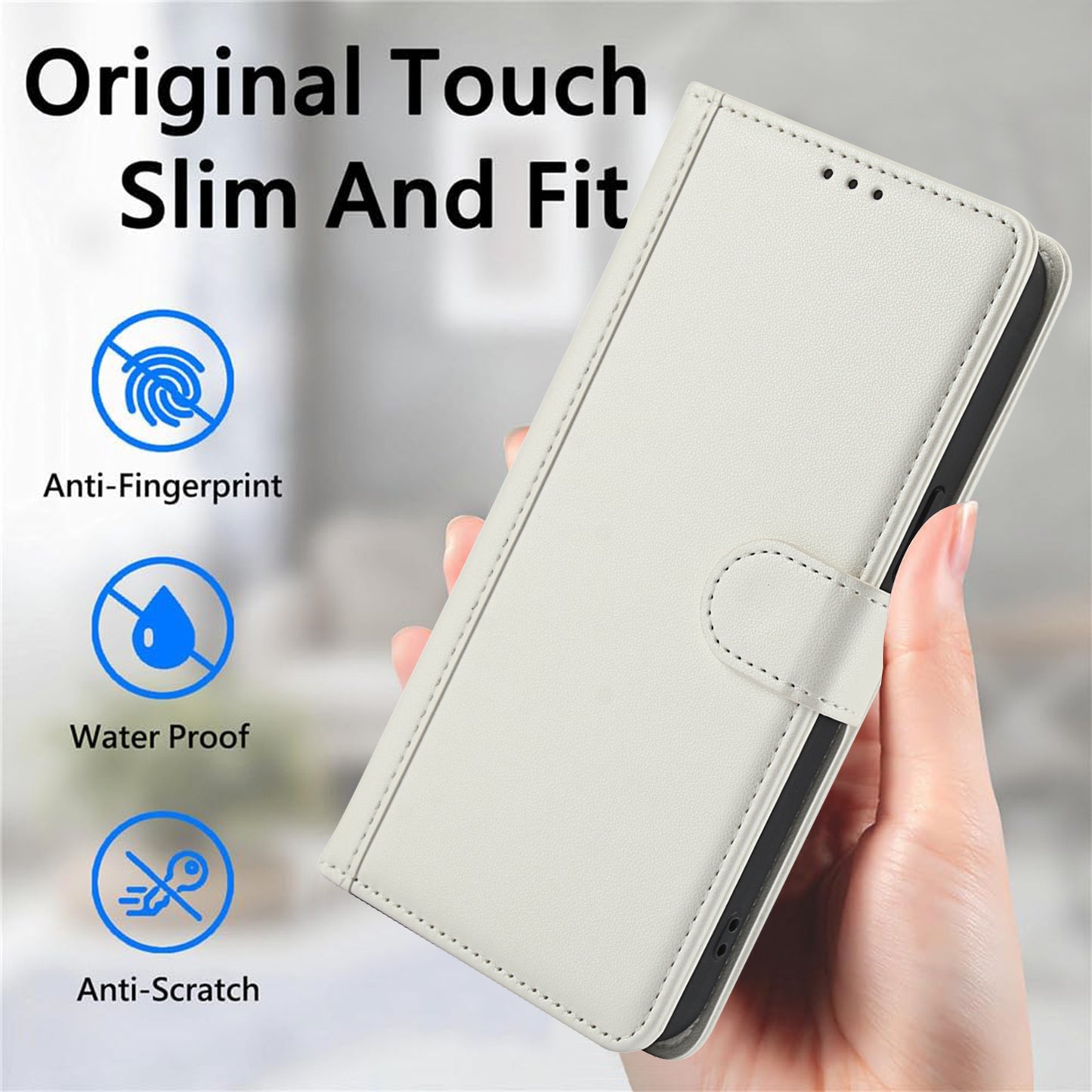 SY-003 For Samsung Galaxy A06 Case PU Leather Stand View Phone Wallet Cover with Hand Strap - White