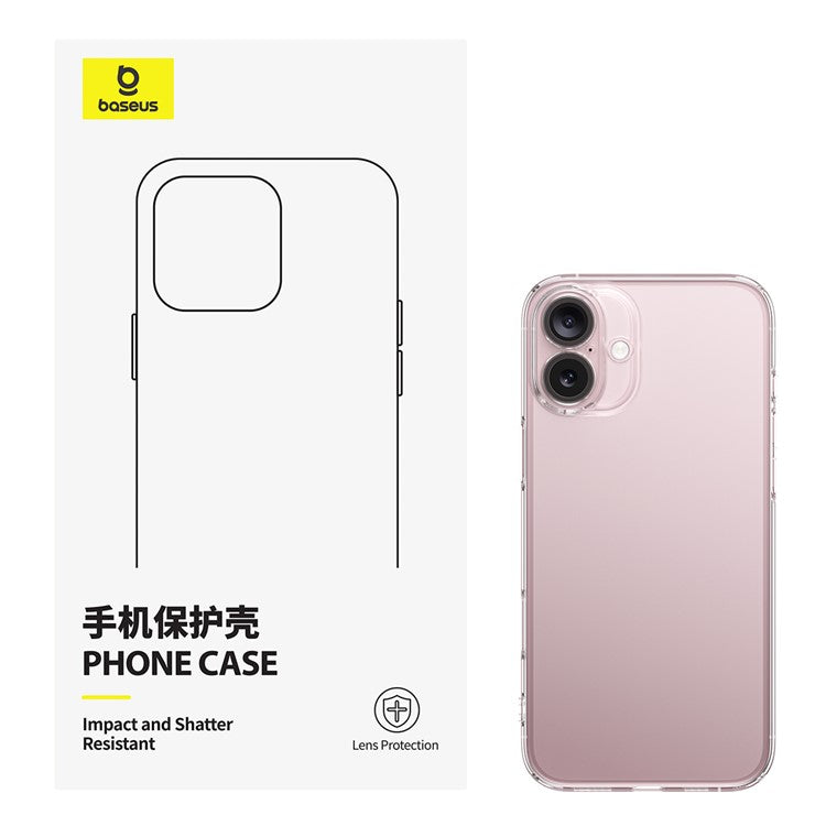BASEUS Simple Series For iPhone 16 Plus Back Cover Lens Protection Transparent TPU+Glass Phone Case
