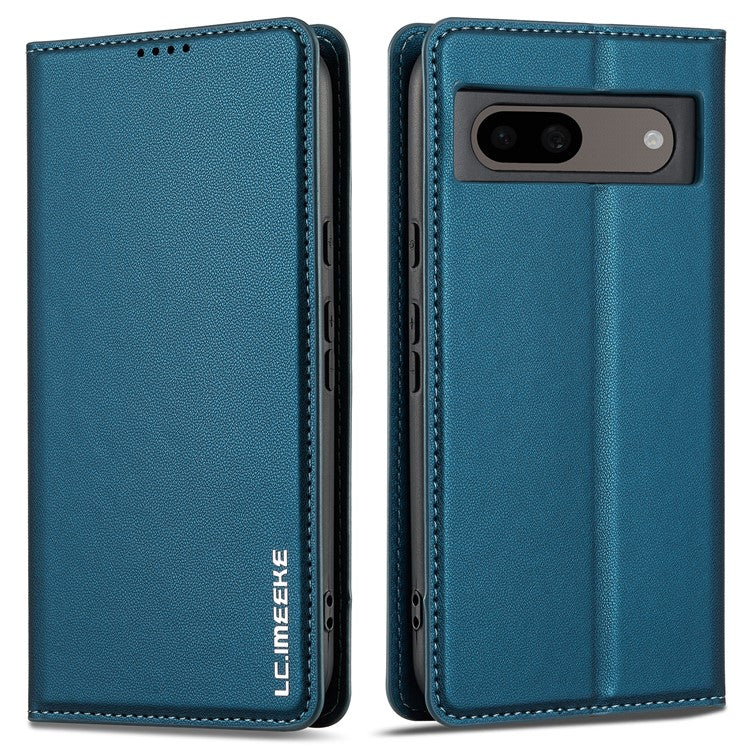 LC.IMEEKE L1 Series for Google Pixel 8a Case PU Leather Wallet Stand Protective Phone Cover - Blue