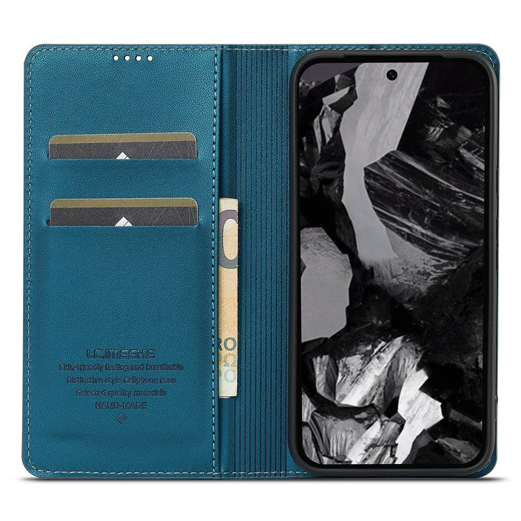 LC.IMEEKE L1 Series for Google Pixel 8a Case PU Leather Wallet Stand Protective Phone Cover - Blue