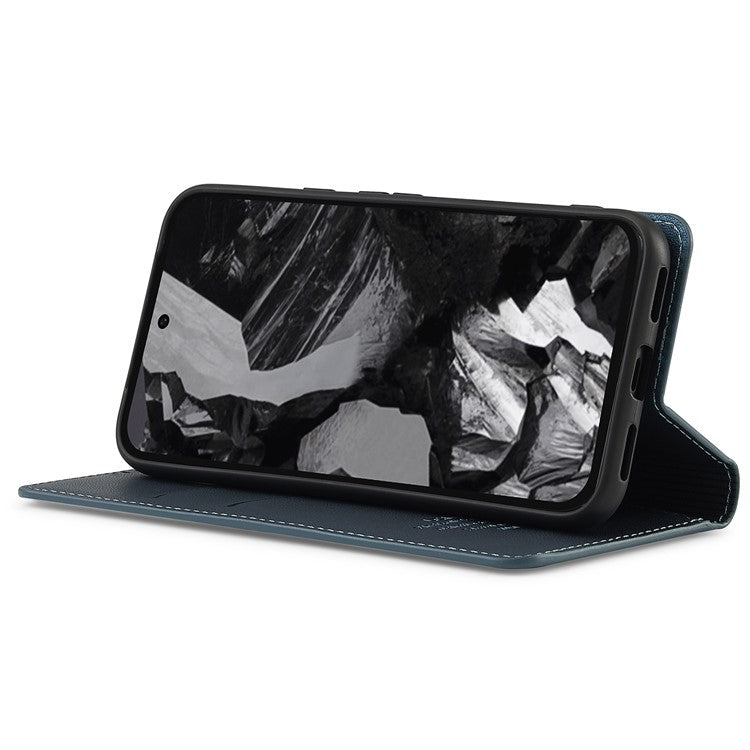 LC.IMEEKE L1 Series for Google Pixel 8a Case PU Leather Wallet Stand Protective Phone Cover - Blue