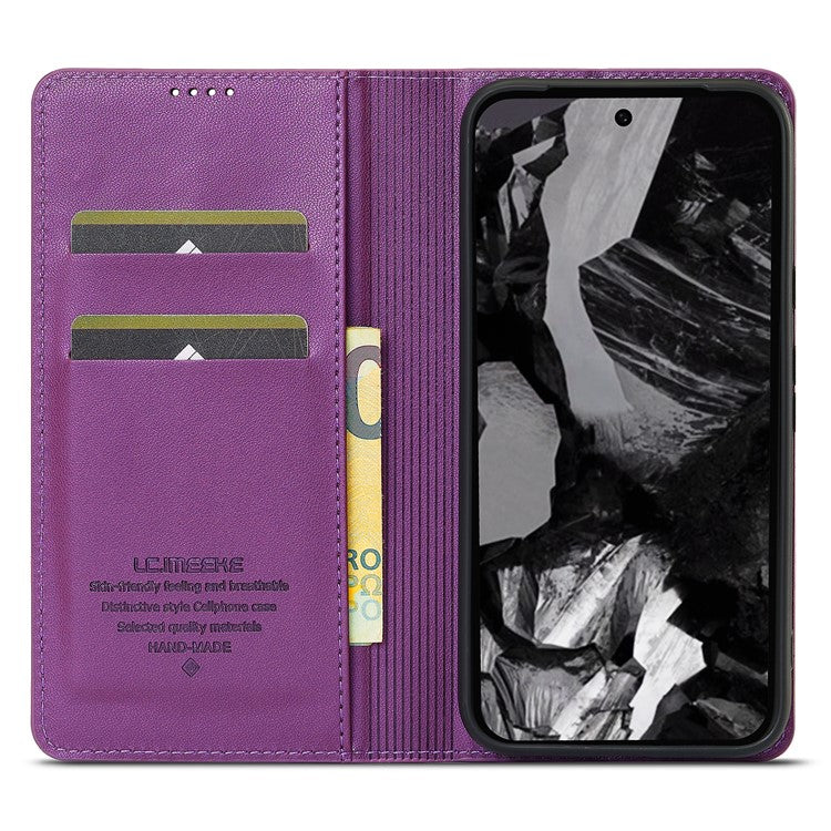 LC.IMEEKE L1 Series for Google Pixel 8a Case PU Leather Wallet Stand Protective Phone Cover - Purple
