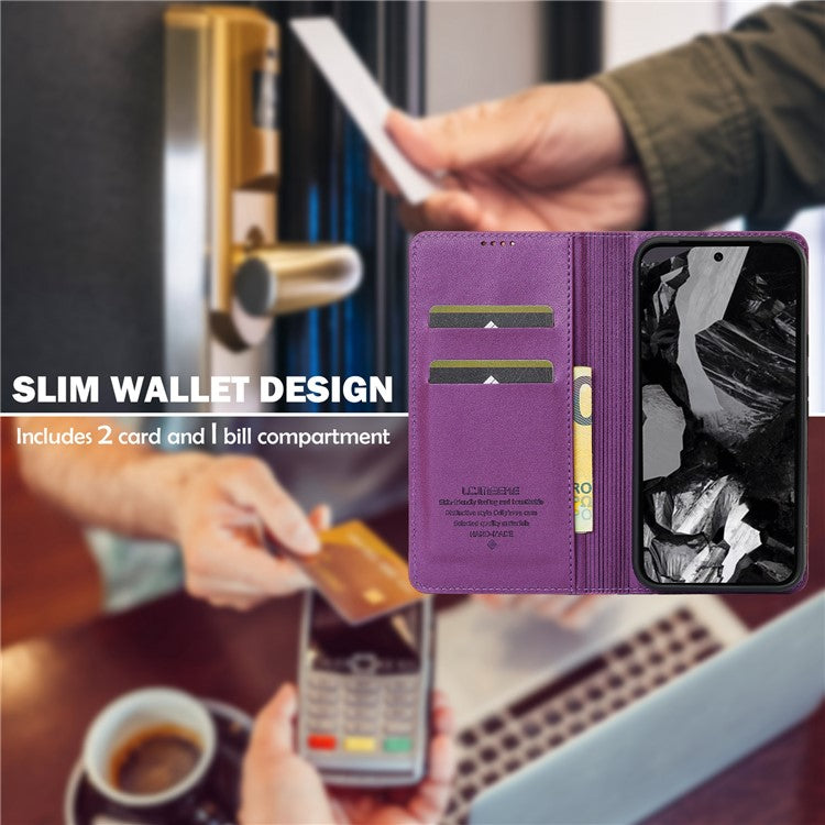 LC.IMEEKE L1 Series for Google Pixel 8a Case PU Leather Wallet Stand Protective Phone Cover - Purple