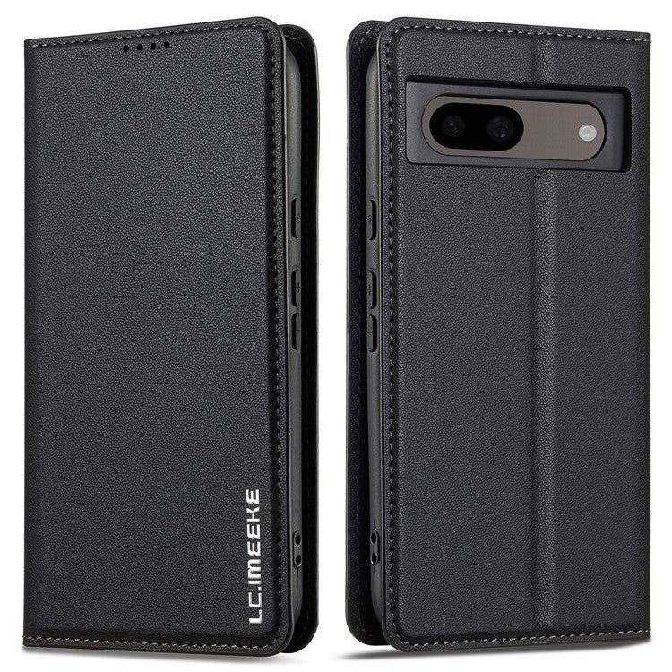 LC.IMEEKE L1 Series for Google Pixel 8a Case PU Leather Wallet Stand Protective Phone Cover - Black