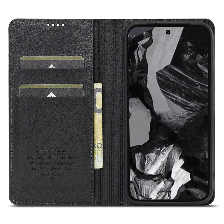 LC.IMEEKE L1 Series for Google Pixel 8a Case PU Leather Wallet Stand Protective Phone Cover - Black