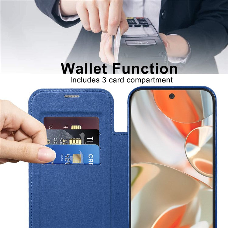 For Google Pixel 9 Pro XL Case Compatible with MagSafe Rhombus PU Leather Phone Cover - Sapphire