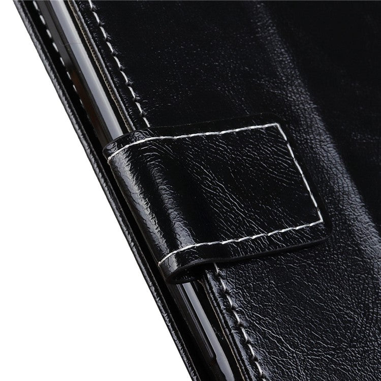 For iPhone 16e Case Crazy Horse Texture Leather Phone Wallet Cover - Black