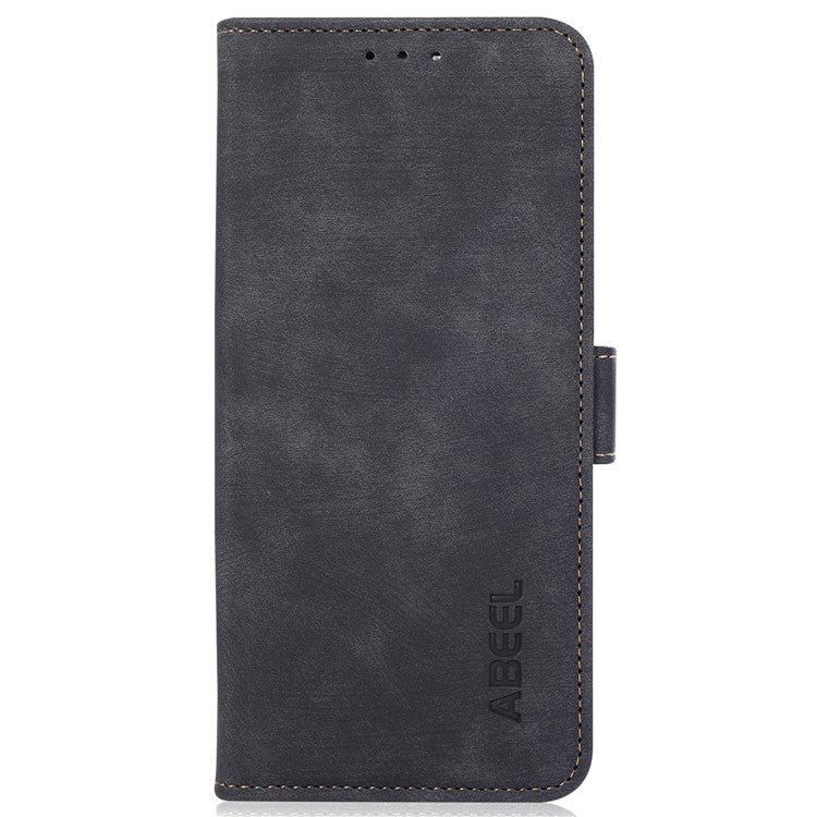 ABEEL For iPhone 16e Case Retro Leather Phone Cover Wallet Stand View - Black