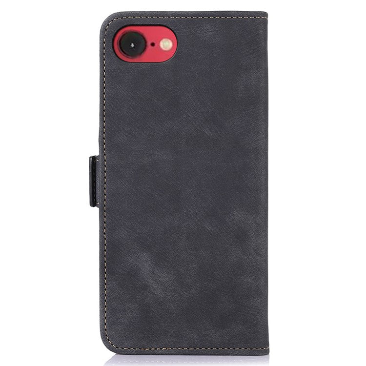 ABEEL For iPhone 16e Case Retro Leather Phone Cover Wallet Stand View - Black