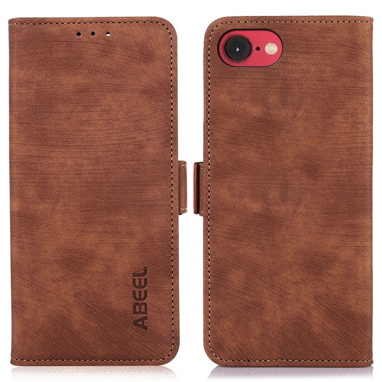 ABEEL For iPhone SE (2025) Case Retro Leather Phone Cover Wallet Stand View - Brown