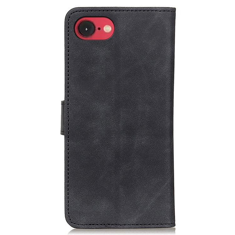 KHAZNEH For iPhone SE (2025) Case Retro PU Leather Wallet Stand Phone Cover - Black