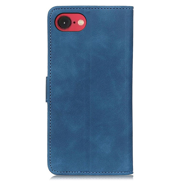 KHAZNEH For iPhone 16e Case Retro PU Leather Wallet Stand Phone Cover - Blue