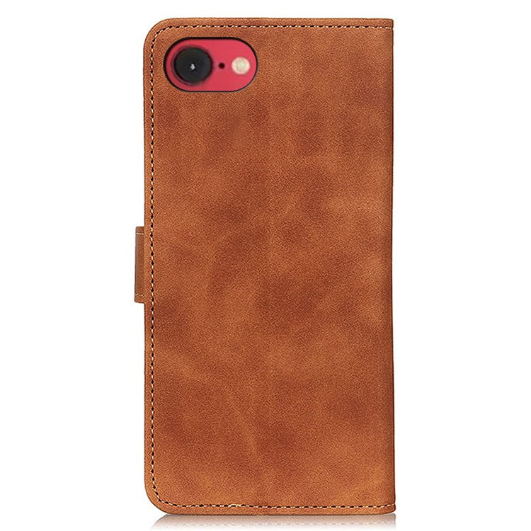 KHAZNEH For iPhone 16e Case Retro PU Leather Wallet Stand Phone Cover - Brown