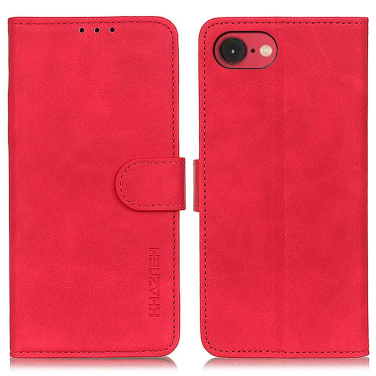 KHAZNEH For iPhone 16e Case Retro PU Leather Wallet Stand Phone Cover - Red