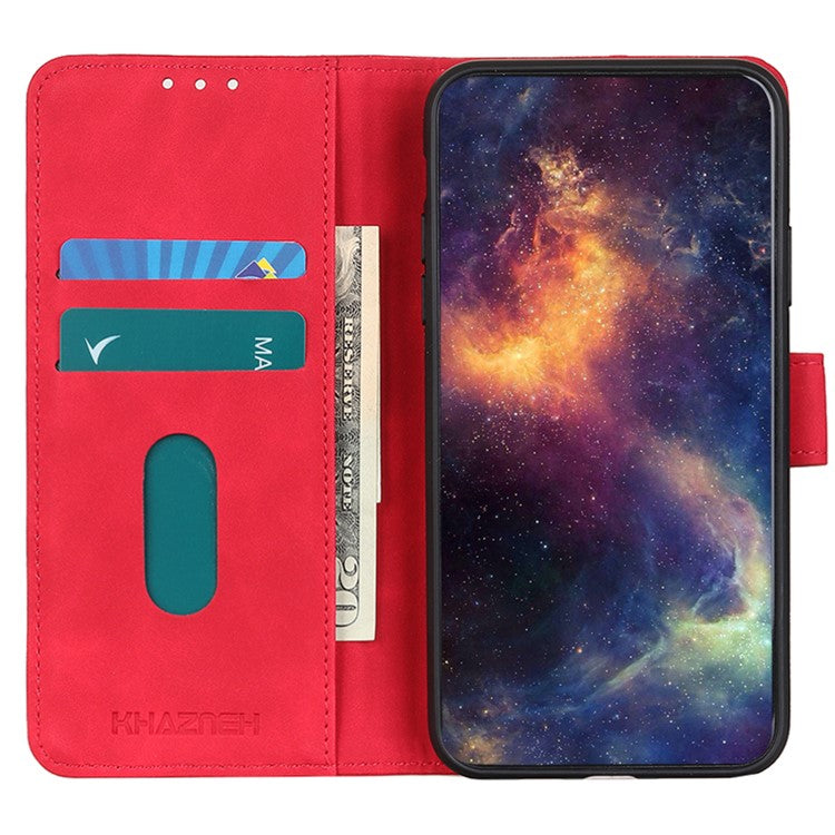 KHAZNEH For iPhone 16e Case Retro PU Leather Wallet Stand Phone Cover - Red