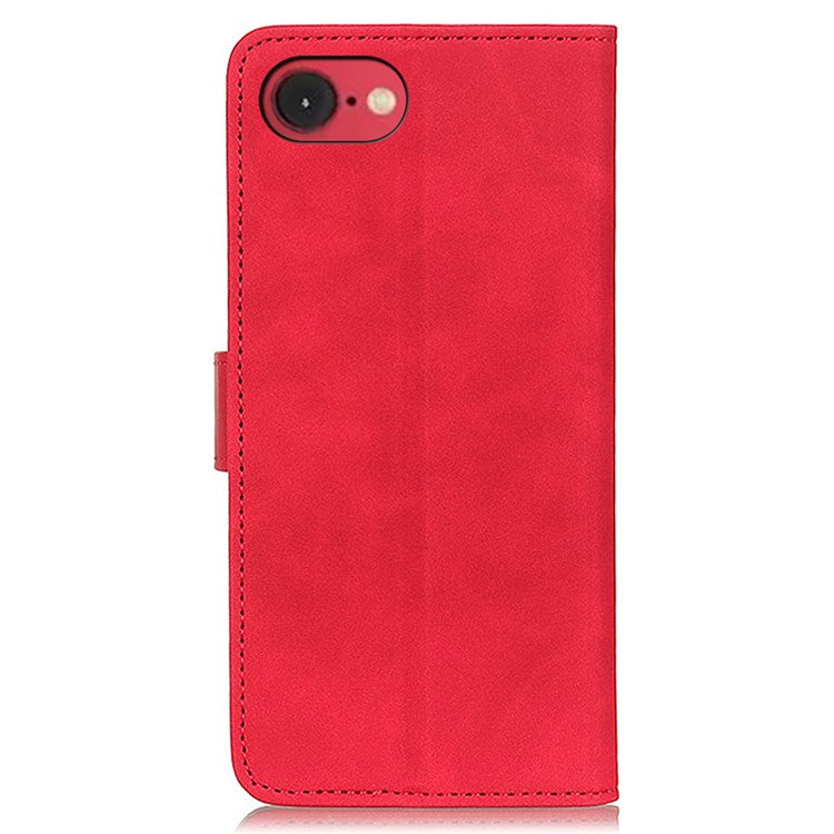 KHAZNEH For iPhone 16e Case Retro PU Leather Wallet Stand Phone Cover - Red