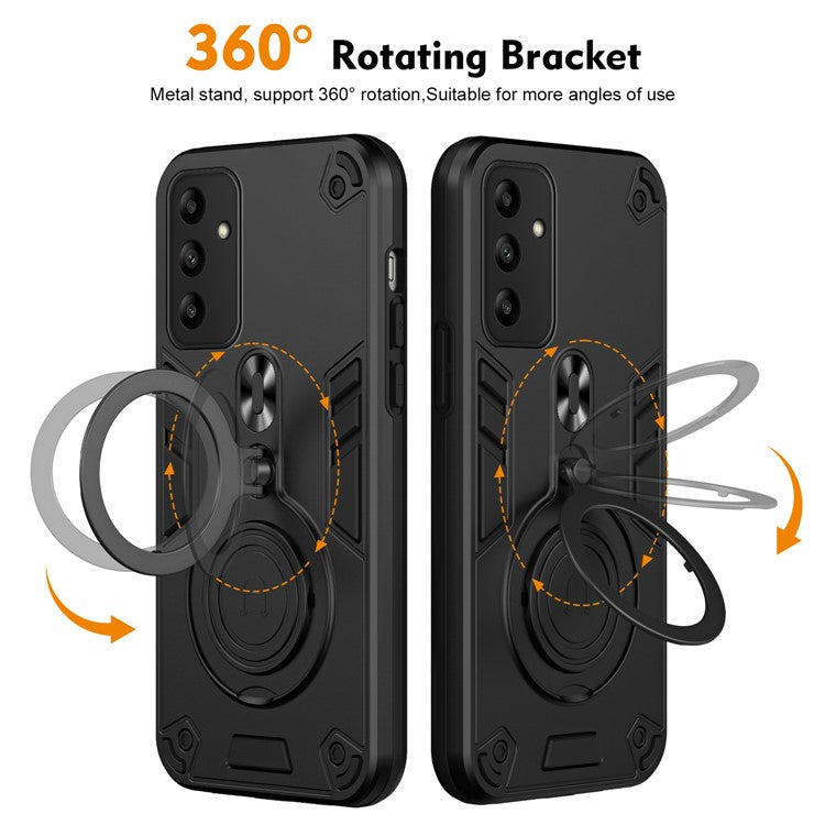 For Samsung Galaxy A05s 4G Case Rotatable Kickstand PC+TPU Drop Protection Phone Cover - Black