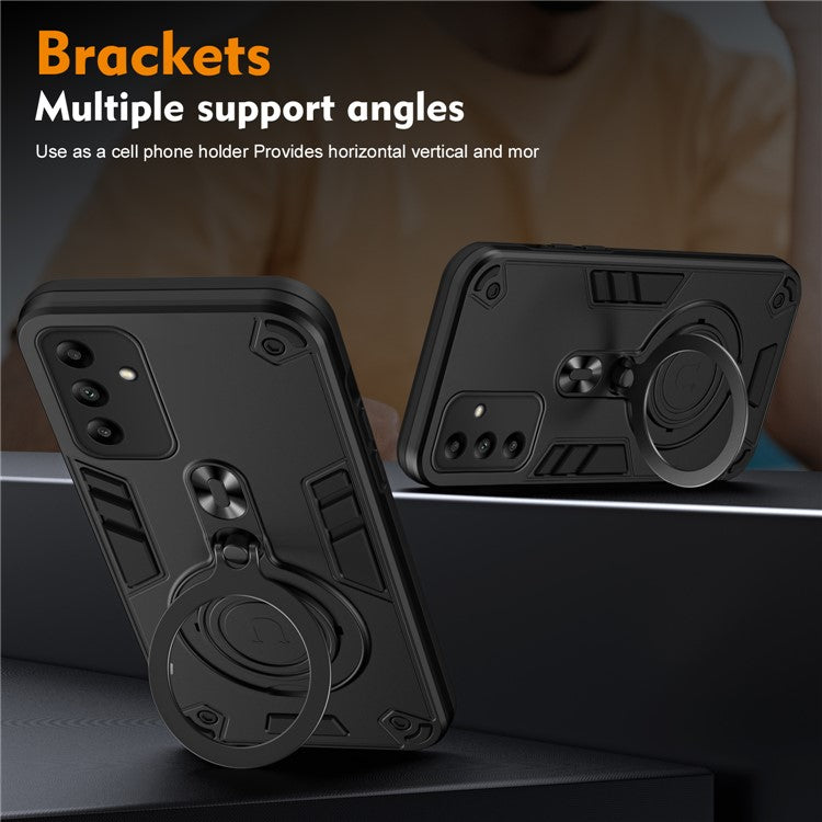 For Samsung Galaxy A05s 4G Case Rotatable Kickstand PC+TPU Drop Protection Phone Cover - Black