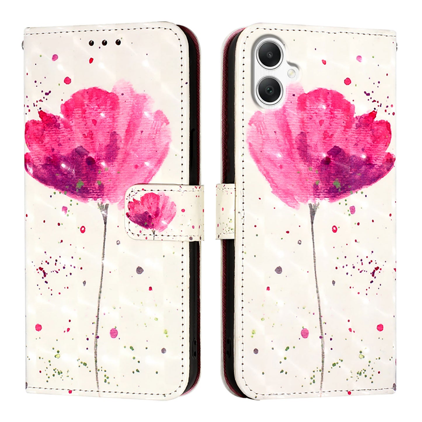 For Samsung Galaxy A06 Leather Case YB Pattern Printing Leather Series-2 Pattern Printing Wallet Stand Cover - Flower