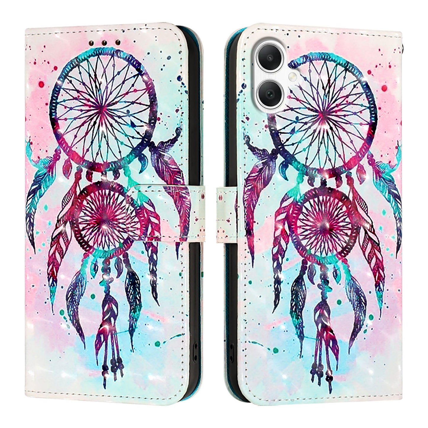 For Samsung Galaxy A06 Leather Case YB Pattern Printing Leather Series-2 Pattern Printing Wallet Stand Cover - Colorful Wind Chime