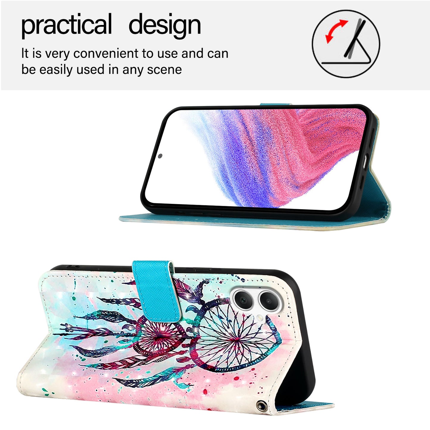For Samsung Galaxy A06 Leather Case YB Pattern Printing Leather Series-2 Pattern Printing Wallet Stand Cover - Colorful Wind Chime