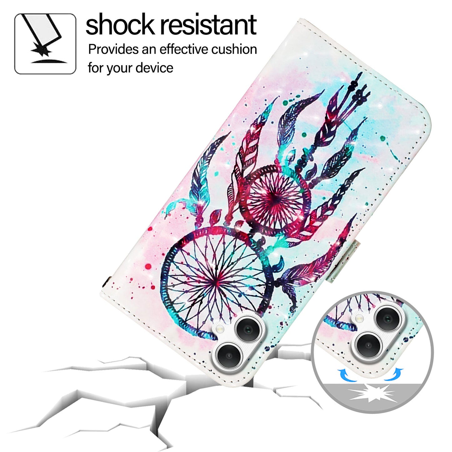 For Samsung Galaxy A06 Leather Case YB Pattern Printing Leather Series-2 Pattern Printing Wallet Stand Cover - Colorful Wind Chime