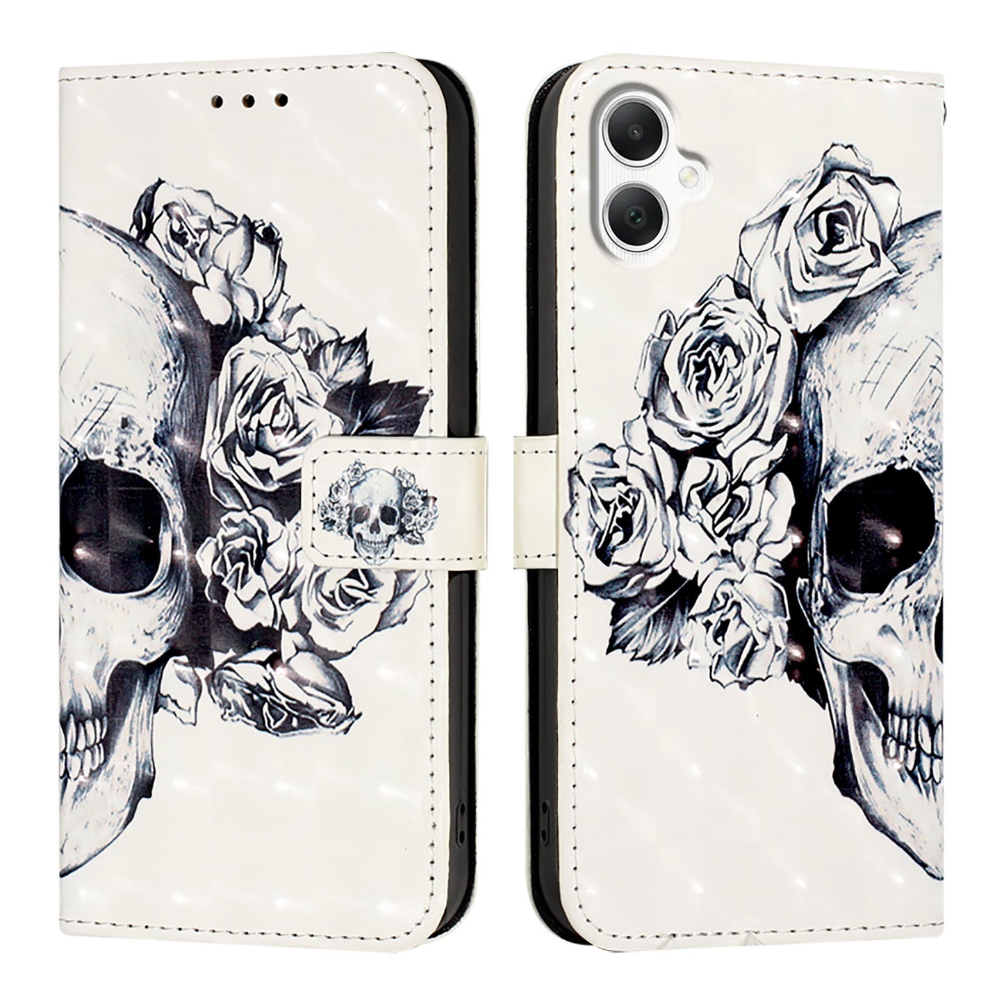 For Samsung Galaxy A06 Leather Case YB Pattern Printing Leather Series-2 Pattern Printing Wallet Stand Cover - Skull