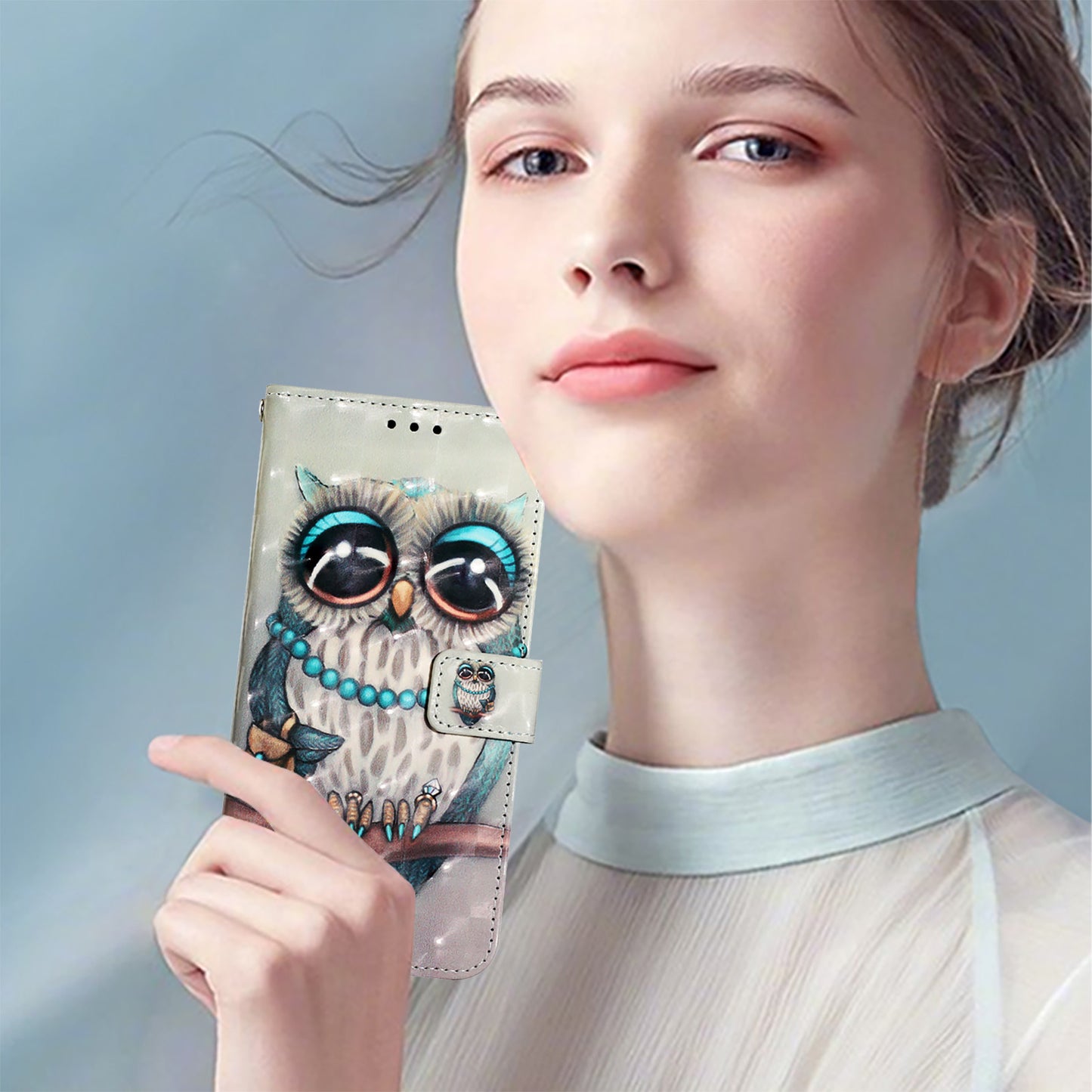 For Samsung Galaxy A06 Leather Case YB Pattern Printing Leather Series-2 Pattern Printing Wallet Stand Cover - Grey Owl