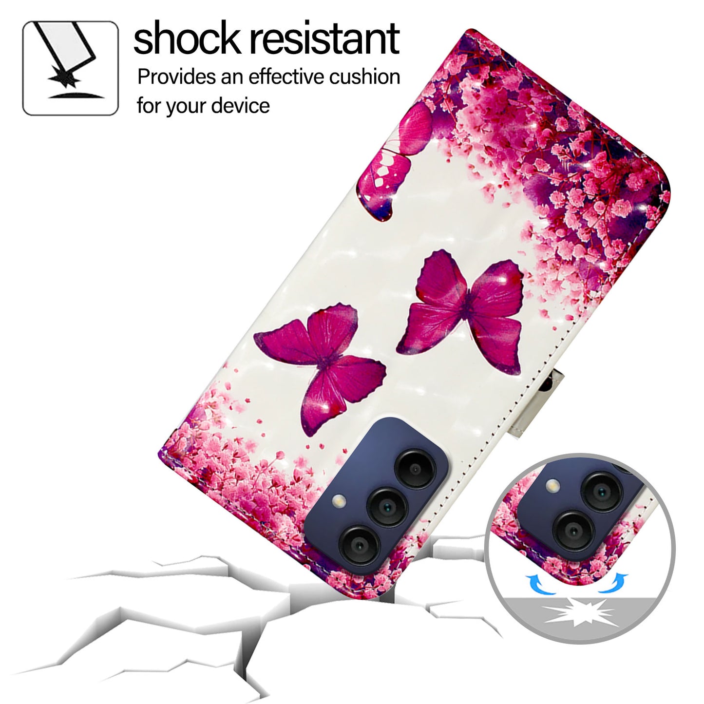 For Samsung Galaxy A16 5G / A16 4G Leather Case YB Pattern Printing Leather Series-2 Pattern Printing Wallet Stand Cover - Rose Butterflies