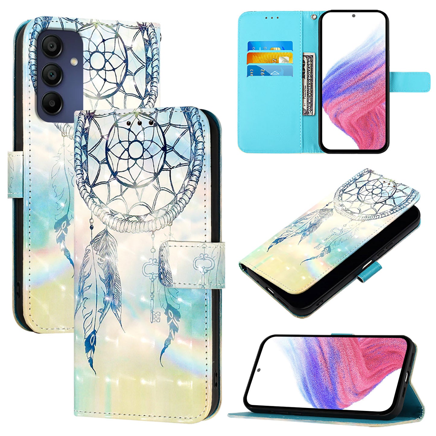 For Samsung Galaxy A16 5G / A16 4G Leather Case YB Pattern Printing Leather Series-2 Pattern Printing Wallet Stand Cover - Dream Wind Chime