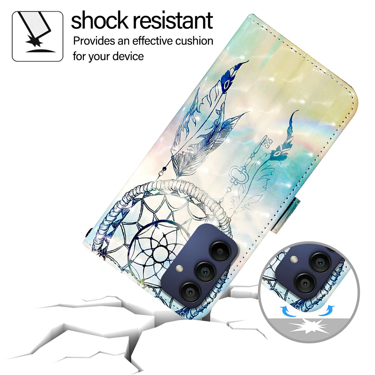 For Samsung Galaxy A16 5G / A16 4G Leather Case YB Pattern Printing Leather Series-2 Pattern Printing Wallet Stand Cover - Dream Wind Chime