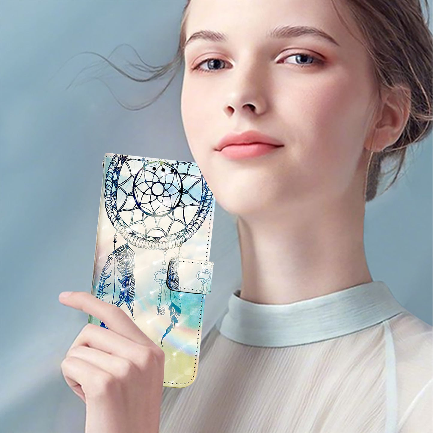 For Samsung Galaxy A16 5G / A16 4G Leather Case YB Pattern Printing Leather Series-2 Pattern Printing Wallet Stand Cover - Dream Wind Chime