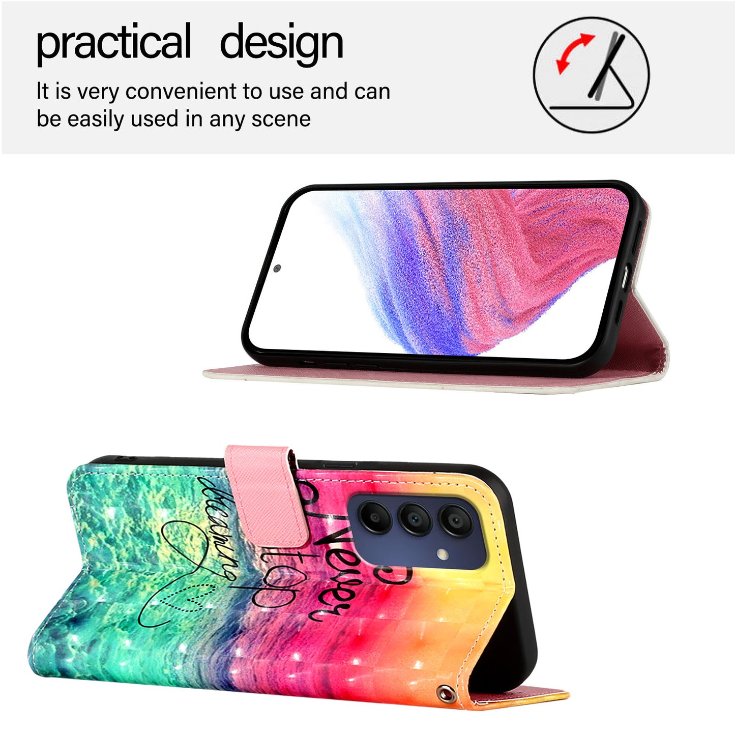 For Samsung Galaxy A16 5G / A16 4G Leather Case YB Pattern Printing Leather Series-2 Pattern Printing Wallet Stand Cover - Never Stop Dreaming