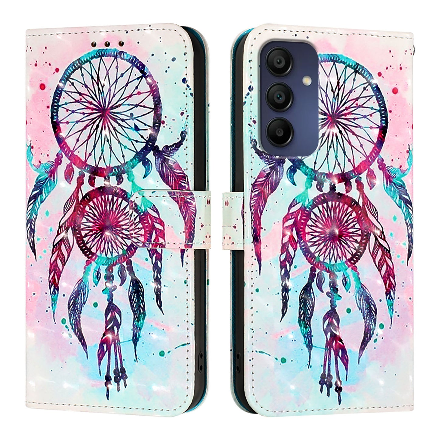 For Samsung Galaxy A16 5G / A16 4G Leather Case YB Pattern Printing Leather Series-2 Pattern Printing Wallet Stand Cover - Colorful Wind Chime