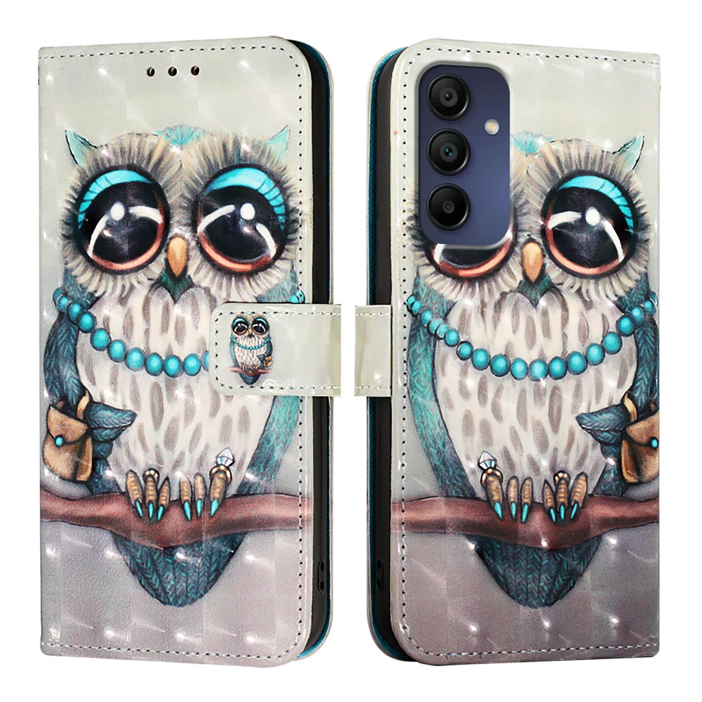 For Samsung Galaxy A16 5G / A16 4G Leather Case YB Pattern Printing Leather Series-2 Pattern Printing Wallet Stand Cover - Grey Owl